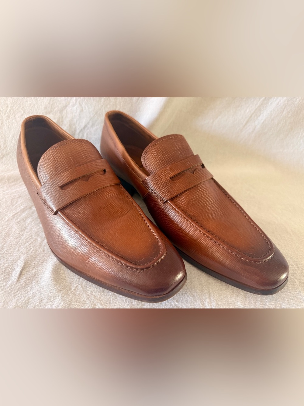Aldo Men's Brown Textured Penny Loafers